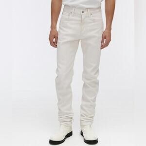HELMUT LANG Jeans Unisex W 34 L 47 ITALY White High-Waist Stretch ButtonFly Masc